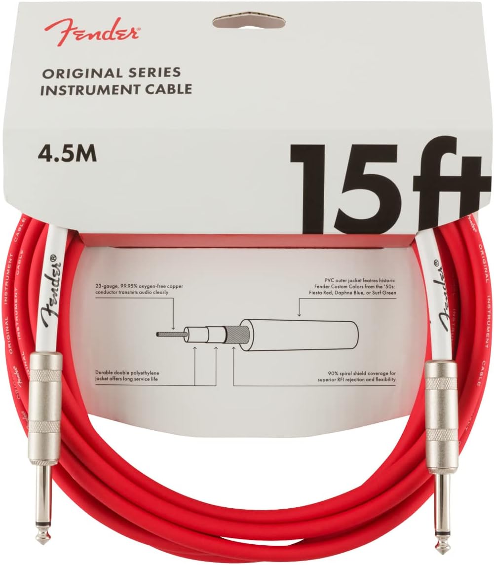 Fender 15ft Original Series Guitar Cable in Fiesta Red