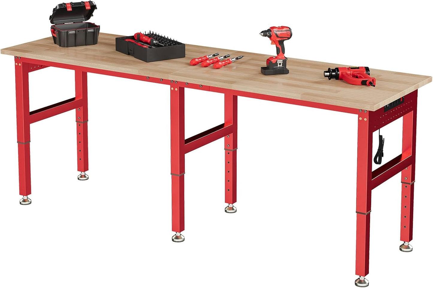 SPECRAFT 84 Red Adjustable Heavy Duty Workbench with Power Outlets