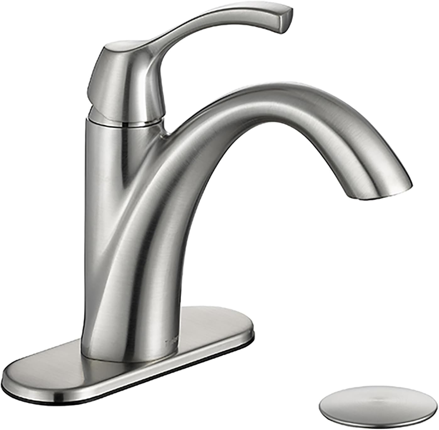 Brushed Nickel 1-Handle Bathroom Faucet with Deck Plate Included