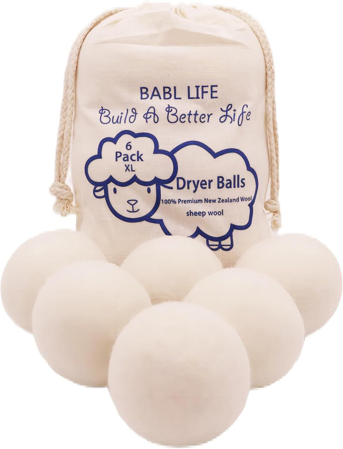 Premium NZ Wool Dryer Balls x6 - Faster Drying, Babl Life