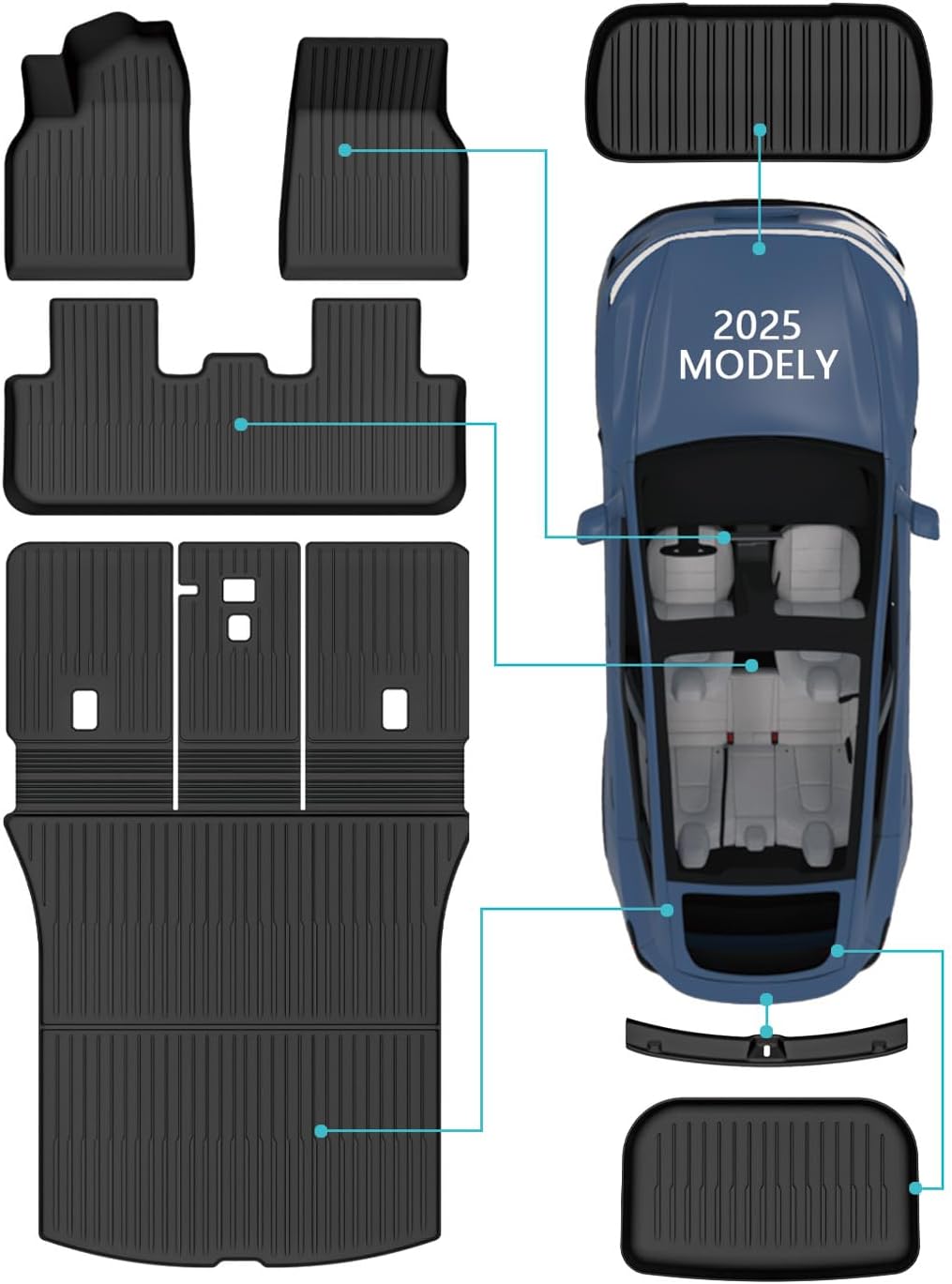 TPE Floor Mats for 2025 Tesla Model Y Juniper Full Coverage