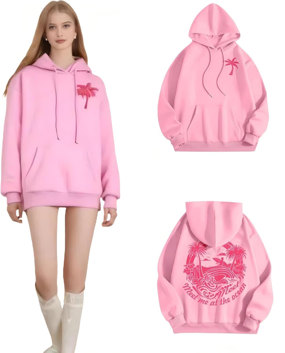Pink Puff Hoodie: Cute & Trendy Beach Style