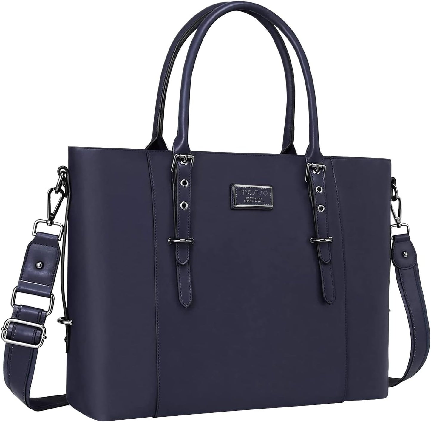 MOSISO PU Leather Laptop Tote Bag for Women, Stylish and Durable