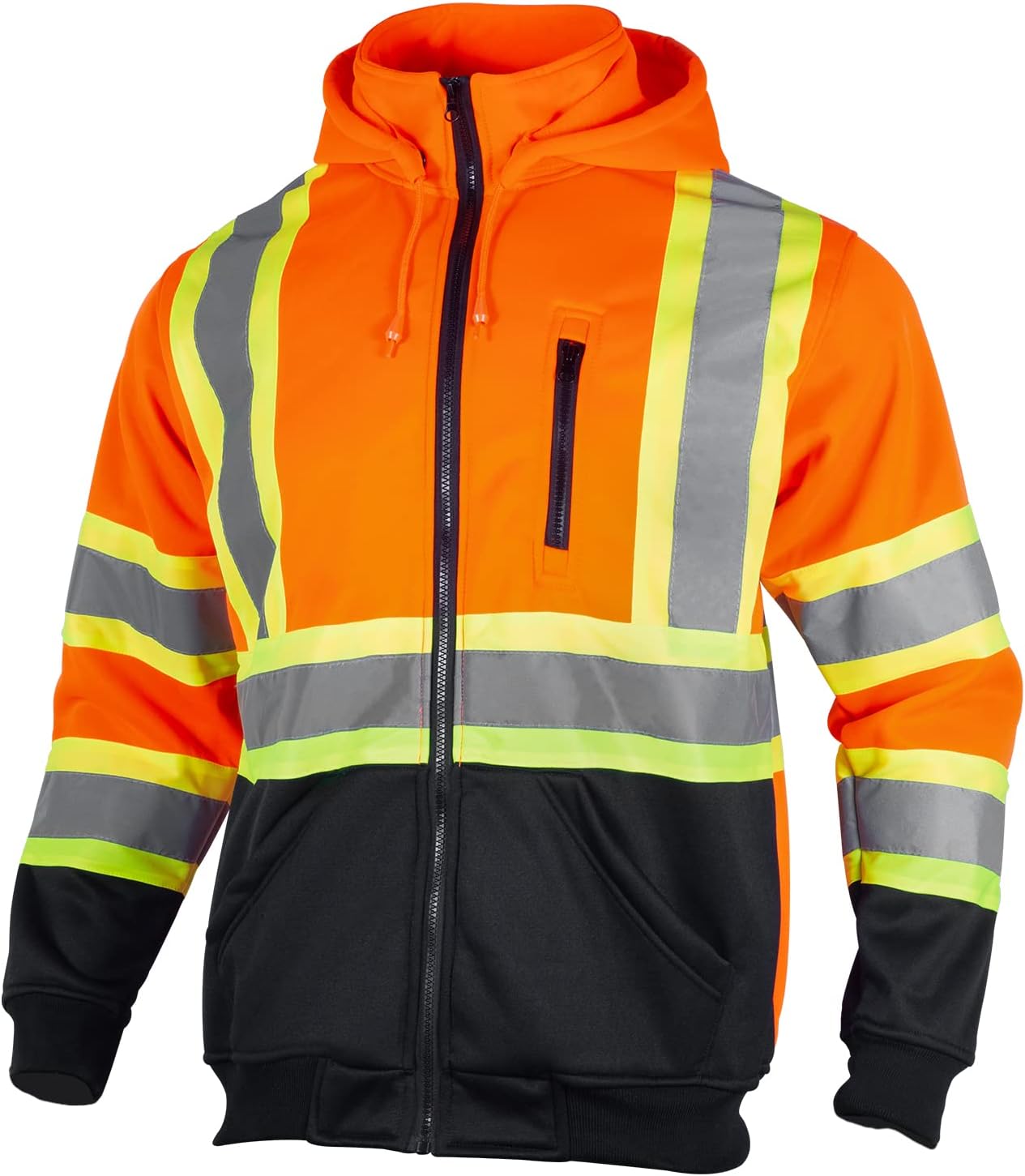 VENDACE High Visibility Reflective Safety Fleece Hoodie for Men