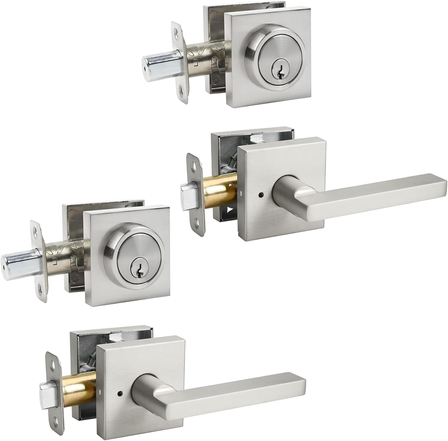 Front Door Handle Set with Deadbolt for Security and Style
