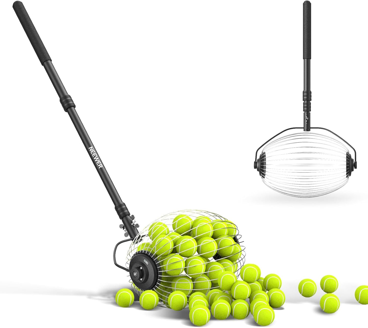 Effortless NEEWER Tennis Ball Pickleball Collector Roller for All