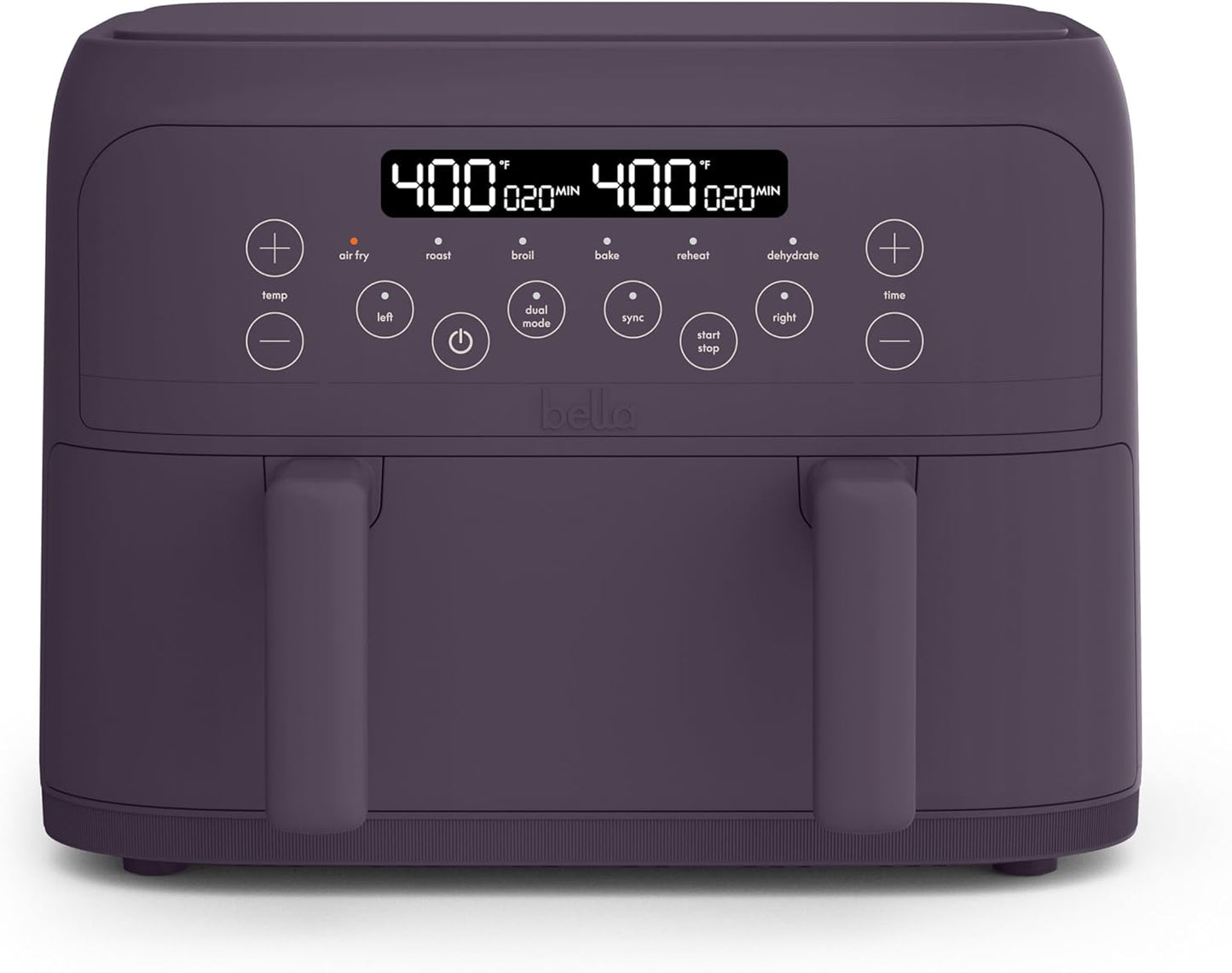 Bella 4 Qt TriZone Air Fryer with Dual Basket Design and Touchscreen
