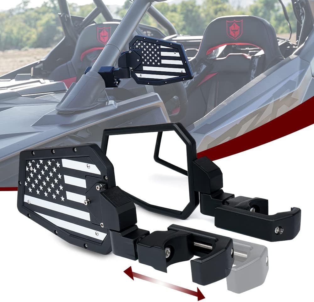 Aluminum UTV Side Mirrors with American Flag Pattern Design