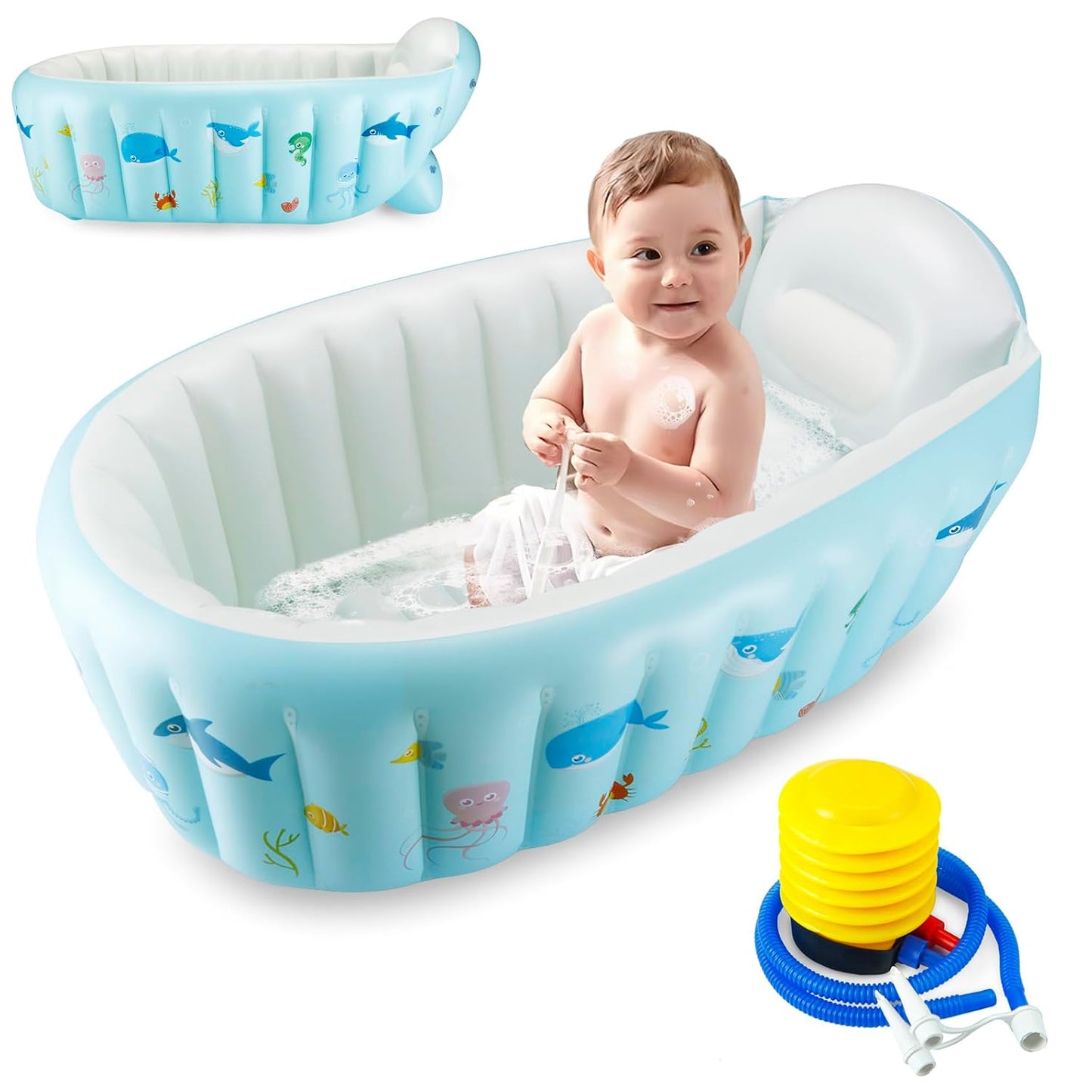 PandaEar Portable Inflatable Baby Bathtub - Spa-like Comfort