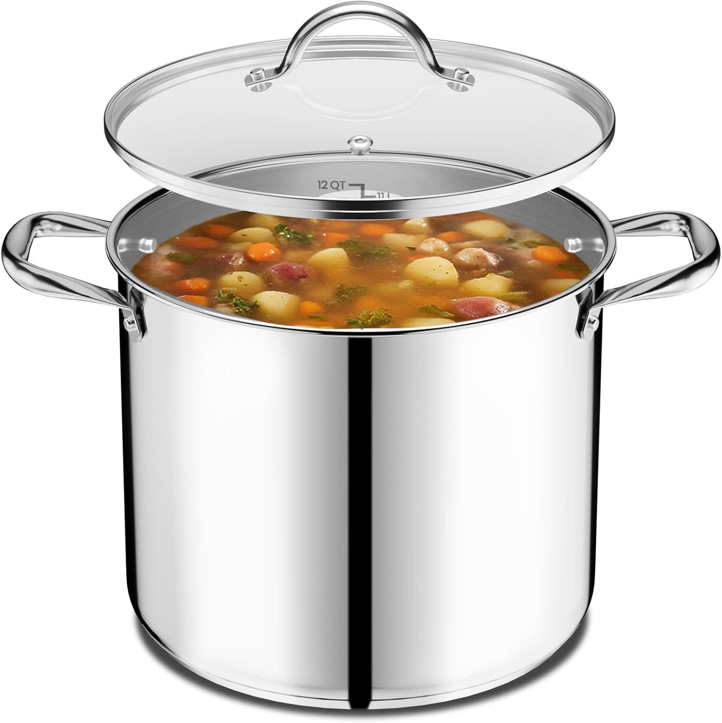 Stainless Steel Stockpot with Tempered Glass Lid for Cooking
