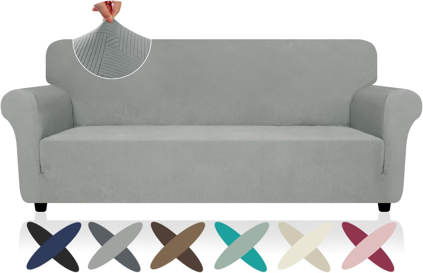 Super Stretch Sofa Cover for 72ft-92ft Sofas - Light Grey