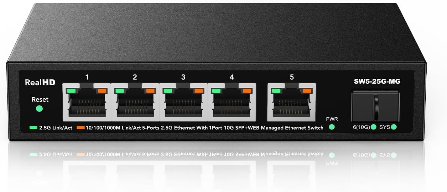 5 Port 2.5GB Web Managed Ethernet Network Switch for Fast Speeds