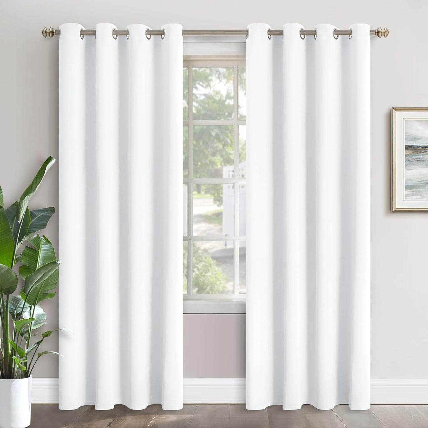 YoungsTex White Curtains 84 Inches Length for Living Room