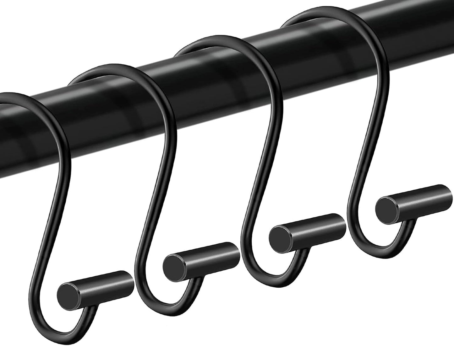 Rustproof Black Shower Hooks Set - 24 Pcs