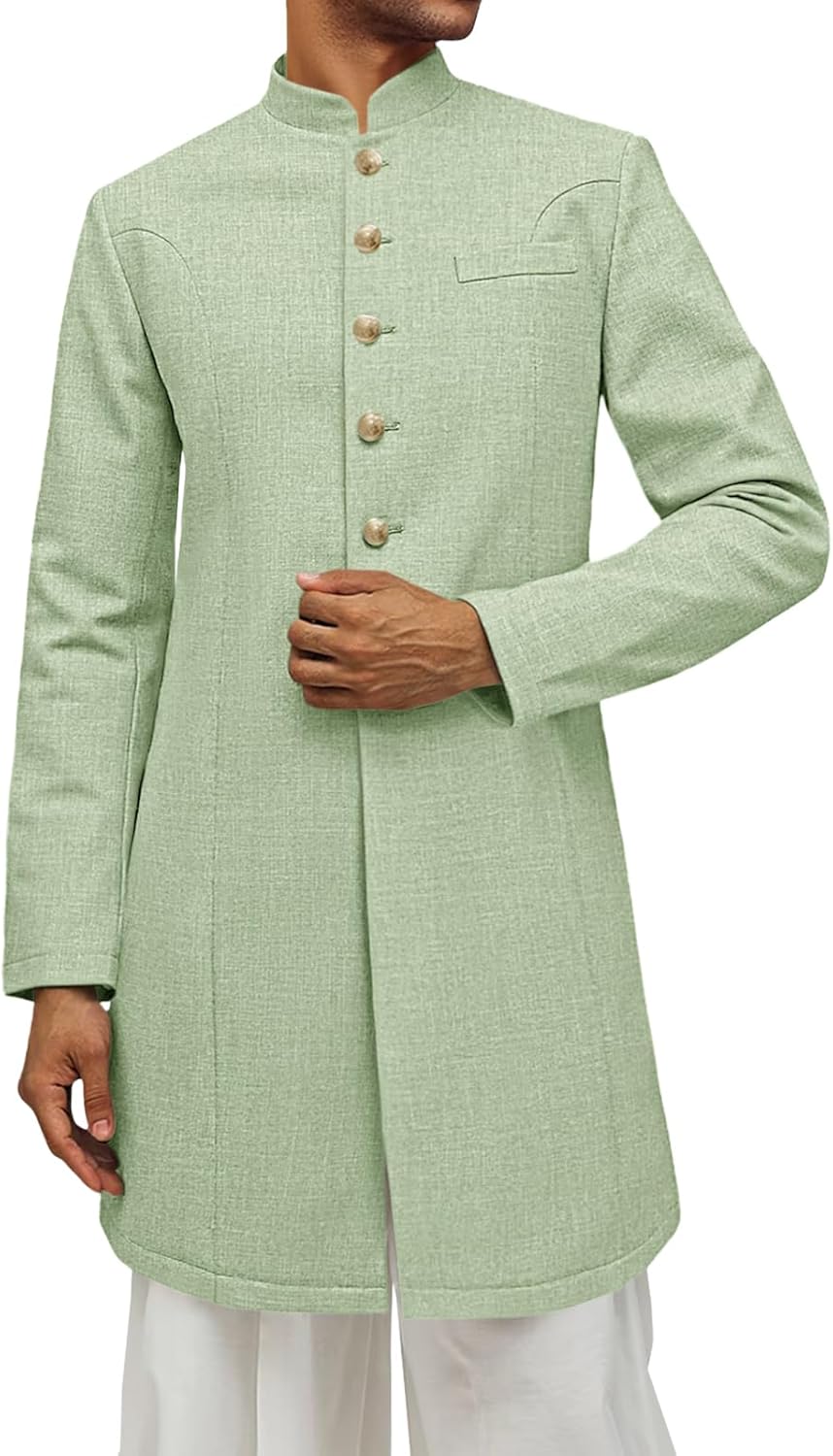 Runcati Mens Kurta Coats with Mandarin Collar for Ethnic Style