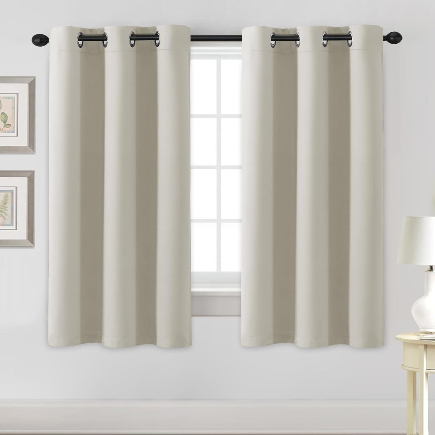 Room Darkening Blackout Curtains 63 Ivory Grommet - 2 Panels