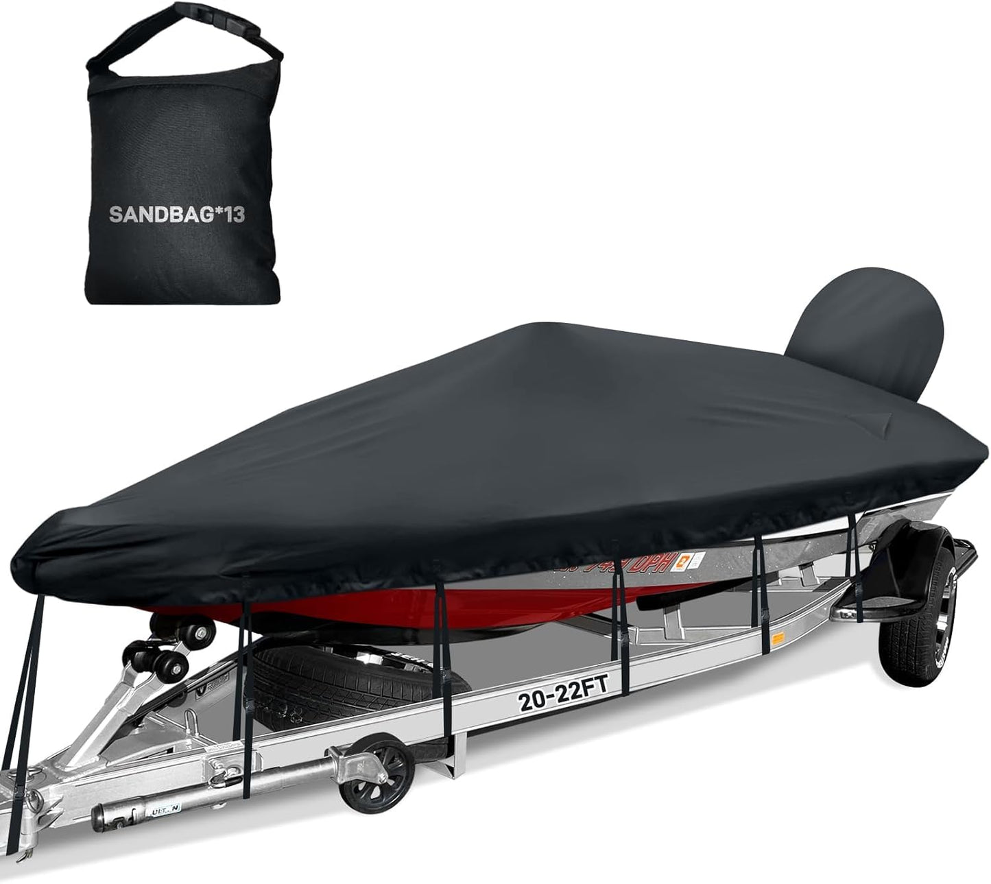 Boat Cover 20-22ft, Heavy Duty Waterproof Marine Canvas
