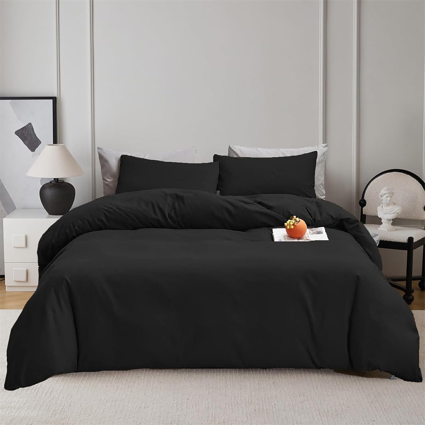 Luxlovery Black Comforter King Set - Soft, Durable, Lightweight