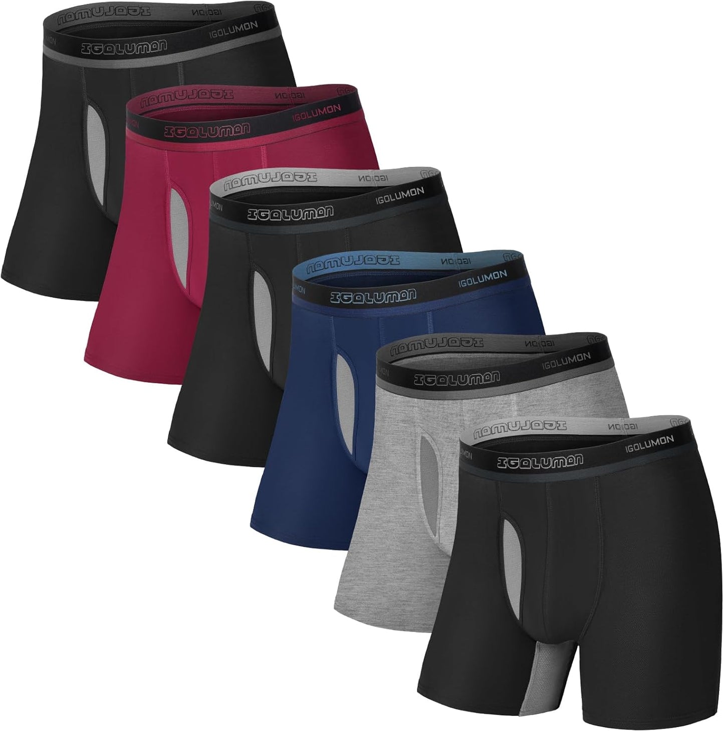 IGOLUMON Men's Bamboo Rayon Boxer Briefs - 6 Pack Comfort