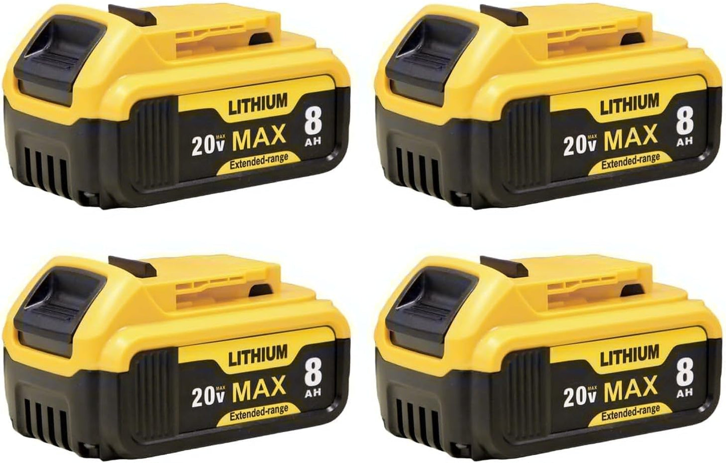 4-Pack 8000mAh Replacement for Dewalt 20V Max Battery Tools