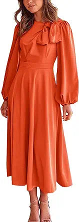 BTFBM Women's Formal Maxi Dress with Puff Long Sleeves