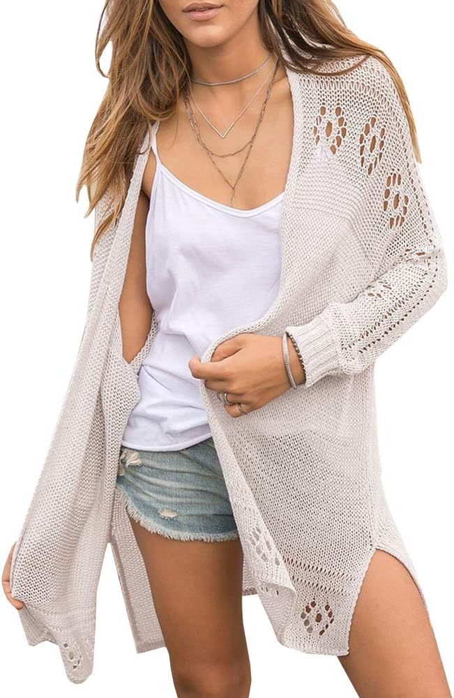 Misassy Womens Open Front Knit Sheer Cardigans for Summer Style