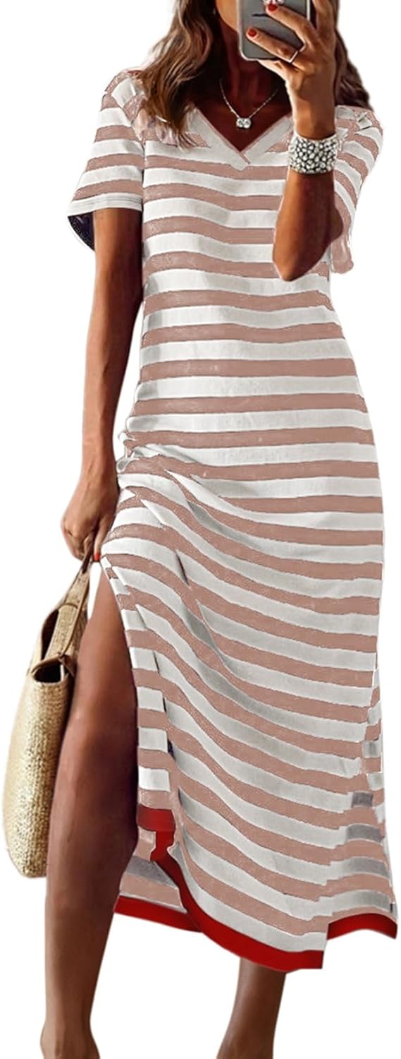 Dokotoo Summer Dress Casual Womens Fashion Short Sleeve Maxi Dress