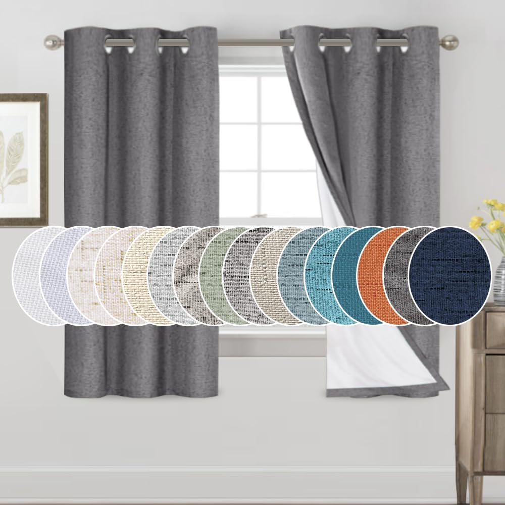 PrinceDeco Blackout Curtains 64in Long Set for Bedroom Privacy