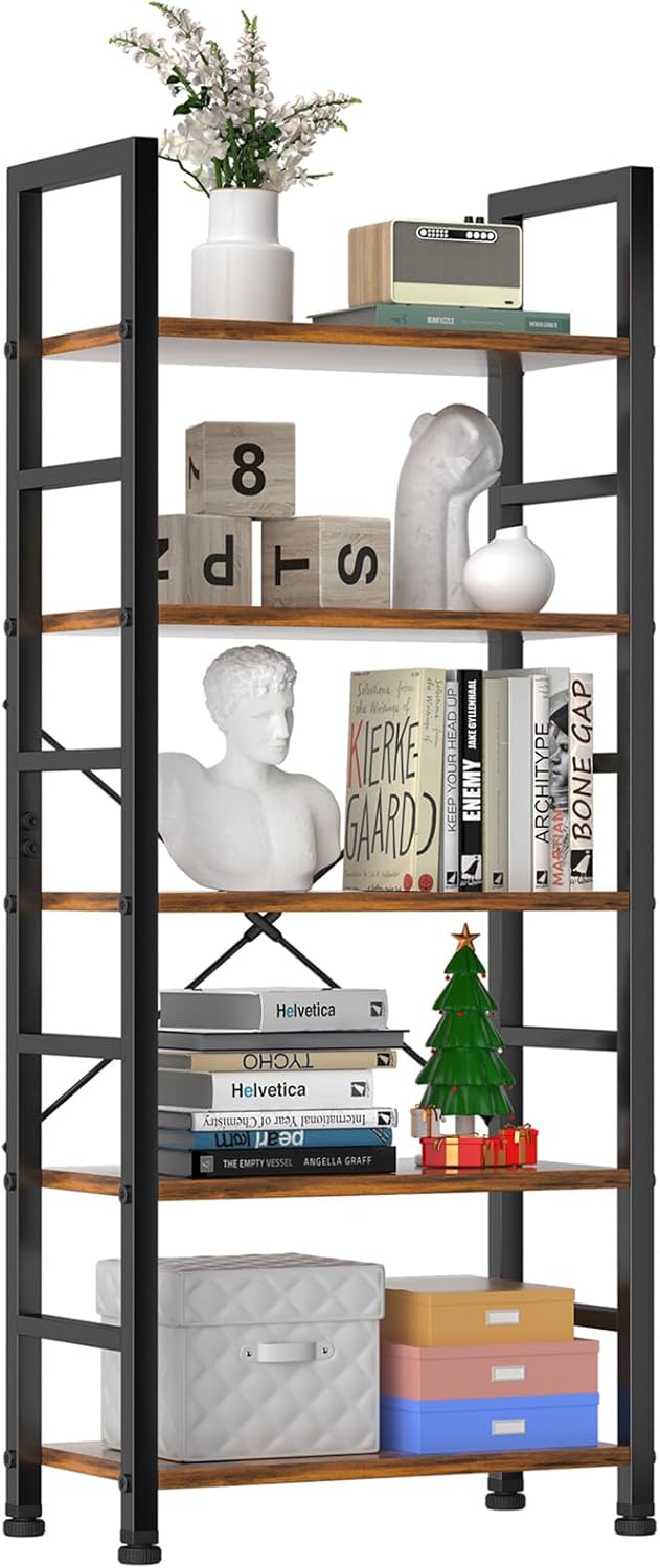 5 Tier Book Shelf for Modern Storage in Any Room Style