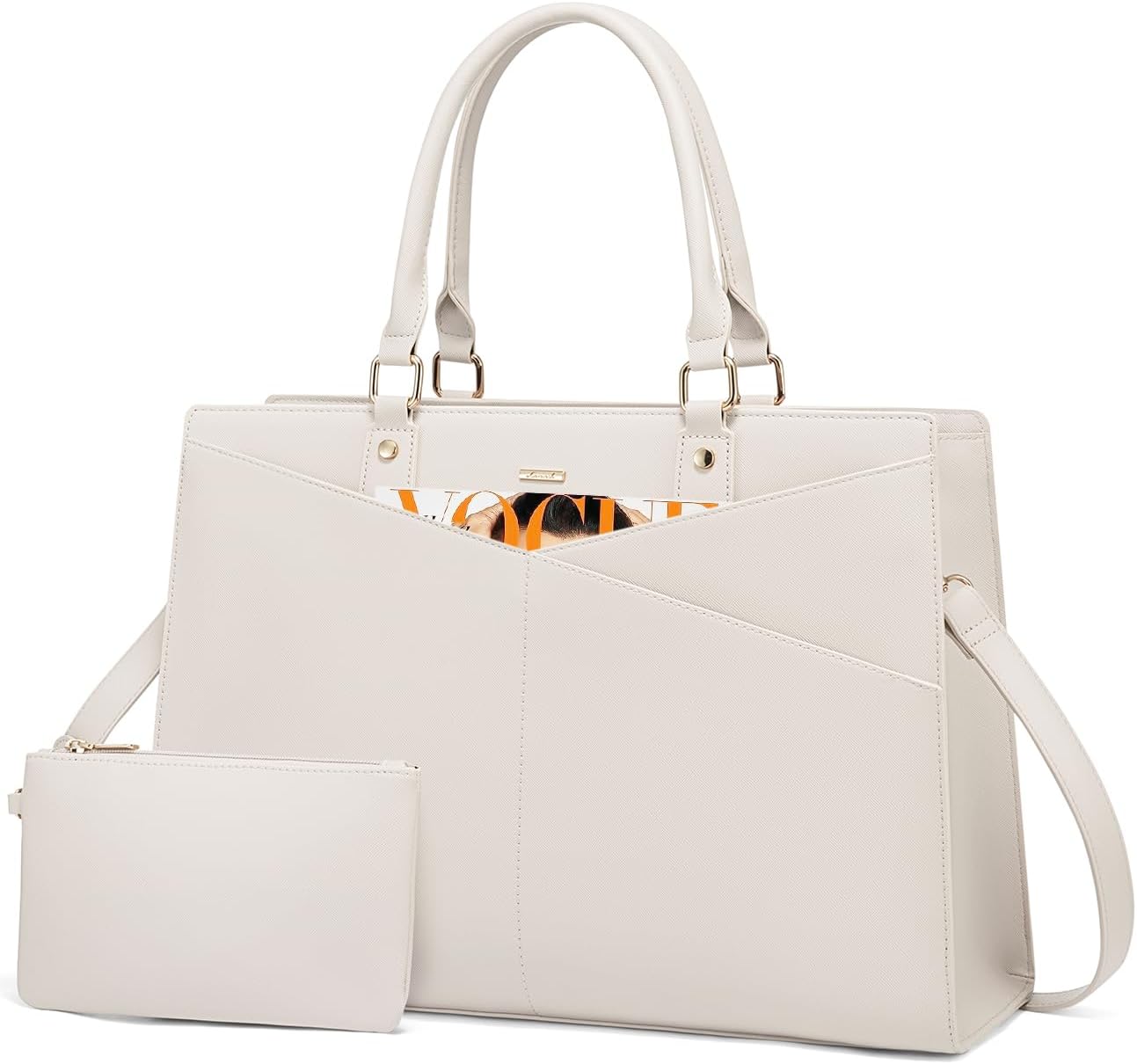 LOVEVOOK Leather Laptop Tote Bag for Women - Stylish & Practical