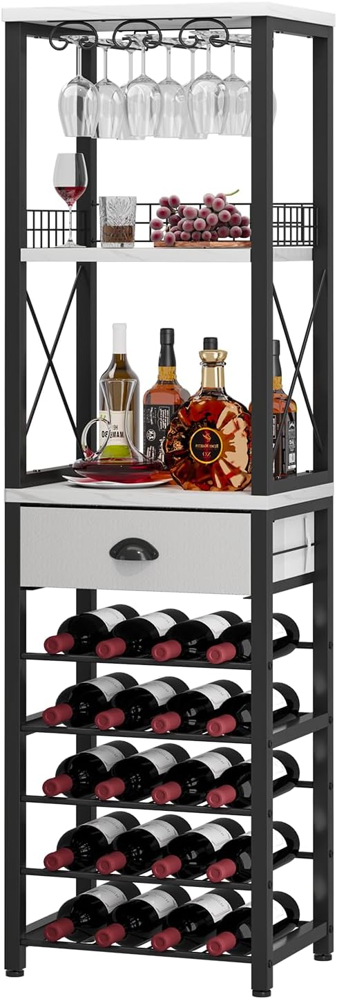 Homeiju Freestanding Wine Rack with Storage for Home Bar