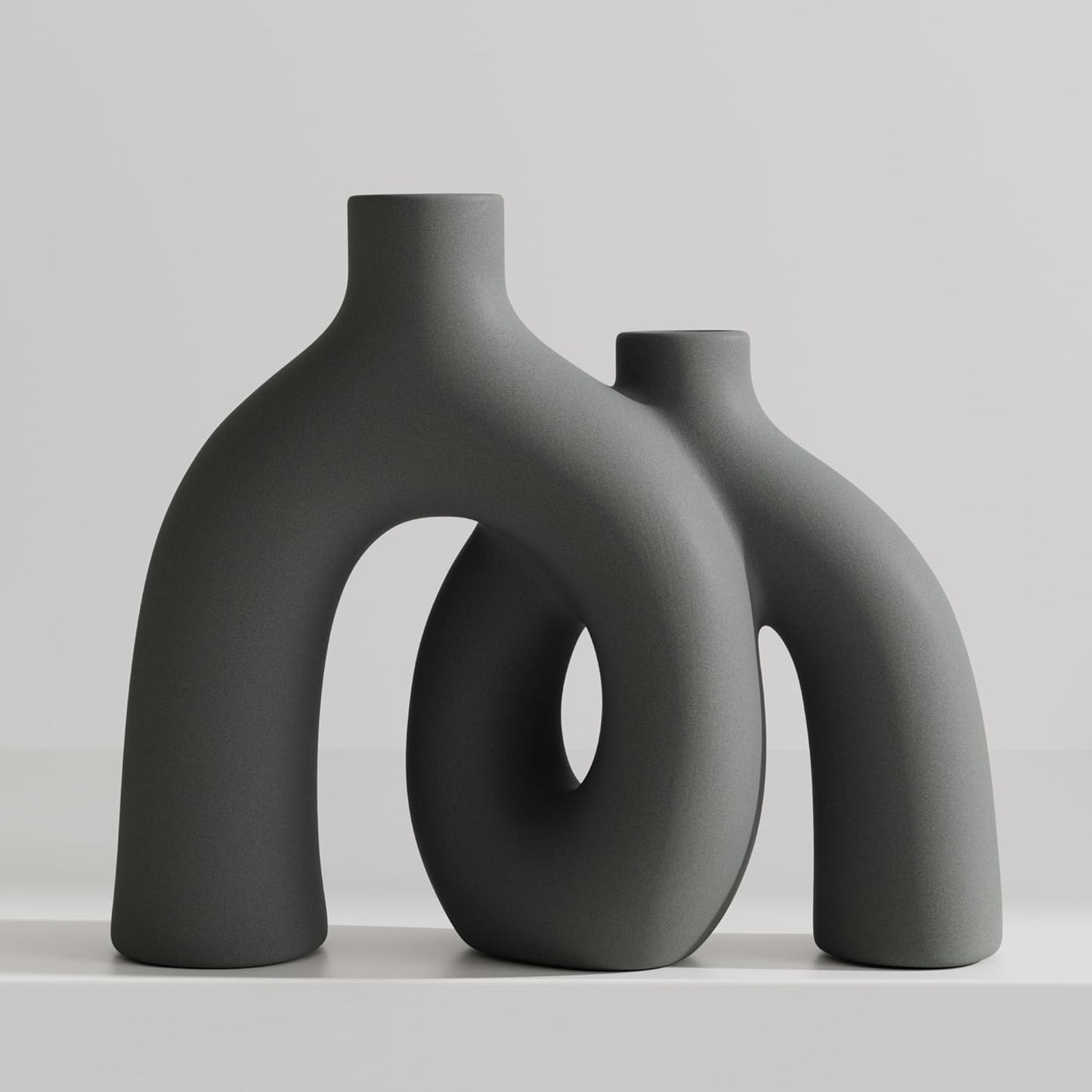 Hug Donut Decorative Vase Set - Dark Gray Modern Minimalism