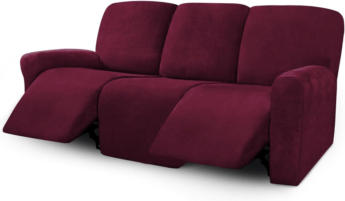 ULTICOR Velvet 8-Piece Recliner Sofa Covers for 3 Seater