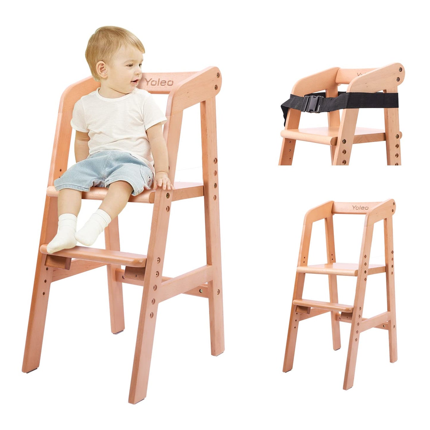 Grow-with-Child Wooden High Chair by YOLEO