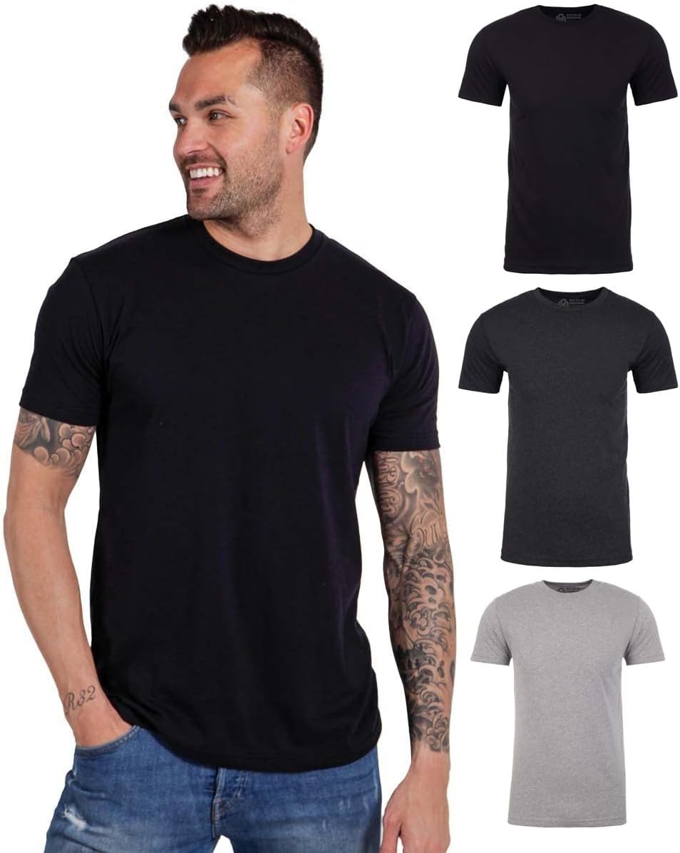 Athletic Fit Men's T-Shirts Soft Cotton Blend Crew Neck Tee