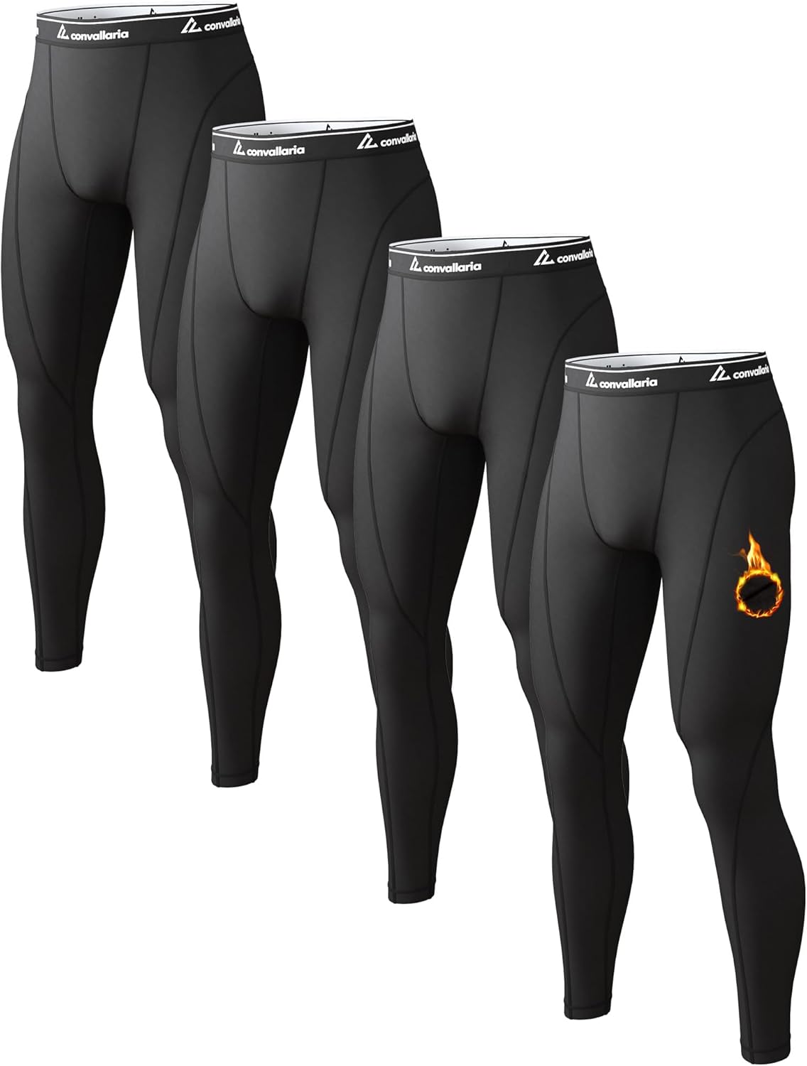 Men's Thermal Pants Long Johns Fleece Lined Compression Leggings