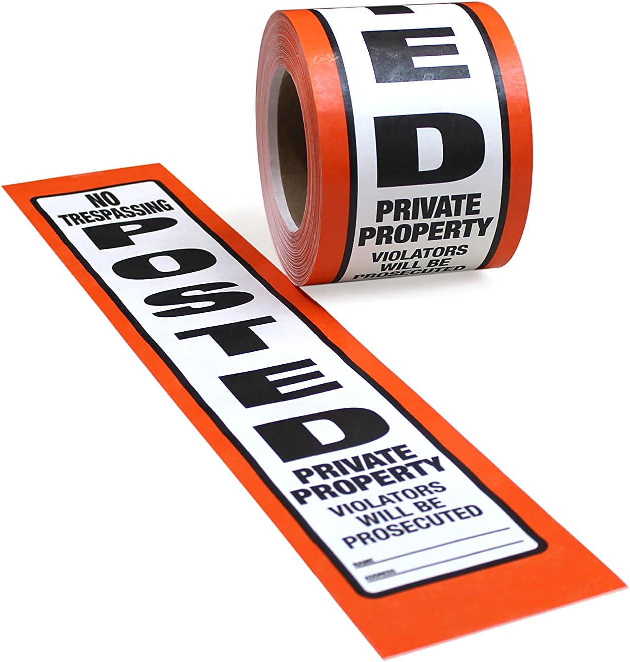 100 Per Roll Posted Orange No Trespassing Sign - 4in x 20in