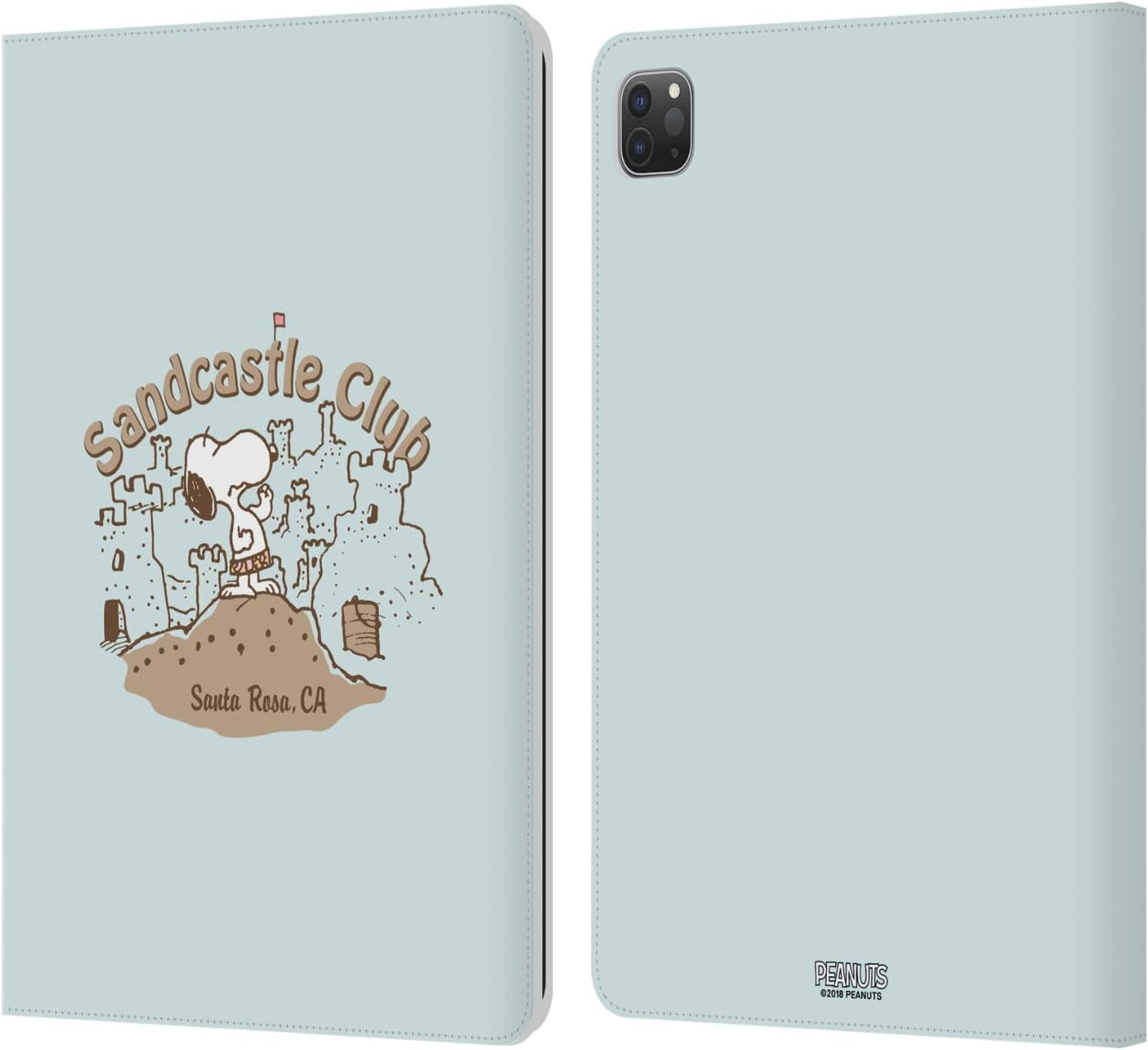 Peanuts Sand Castle Beach Snoopy Leather Wallet Case for iPad Pro