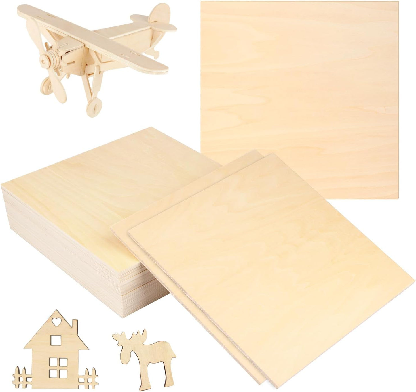 18 PCS 12 Inch Square Basswood Board for Crafts and Projects