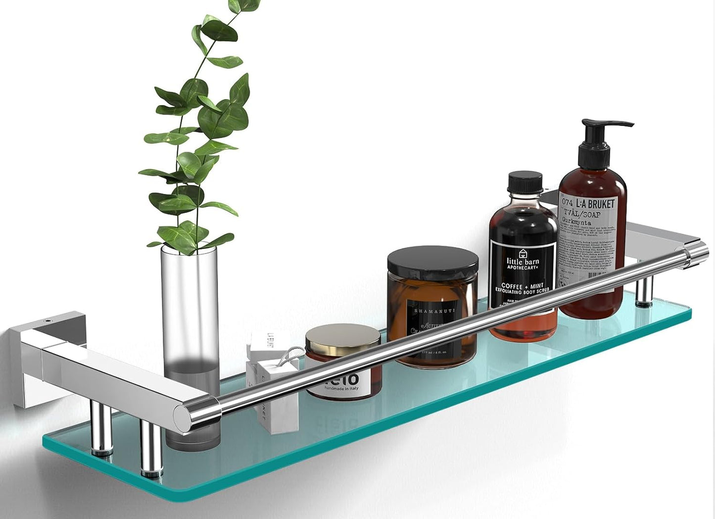 Glass Shelves for Bathroom - Modern Tempered Glass Wall Mount