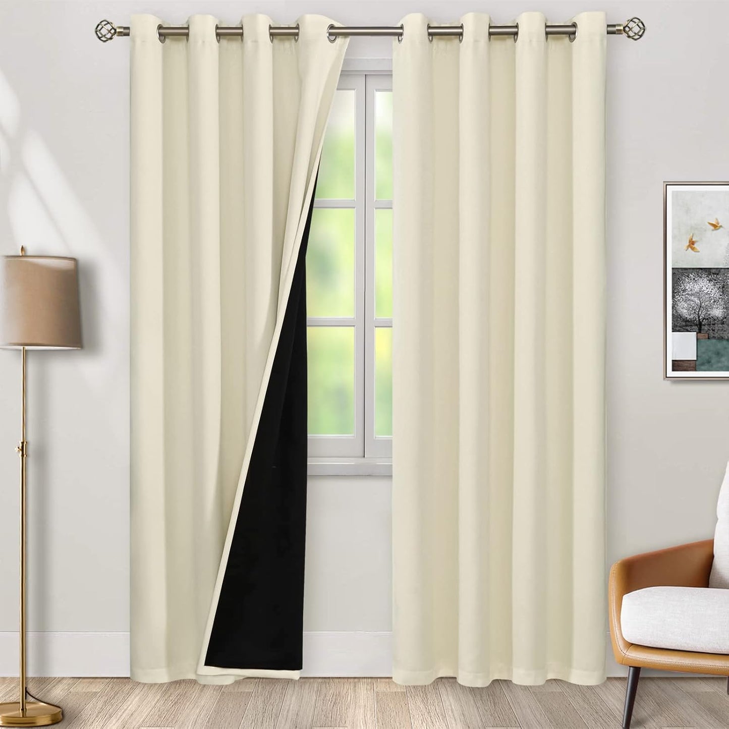 BGment Cream Blackout Curtains for Living Room 84 Inch Length