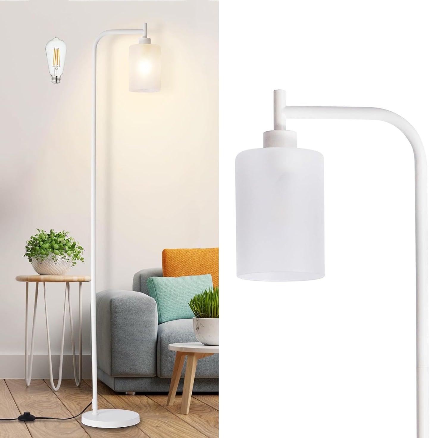 DLLT Floor Lamp Tall for Room: Modern White Standing Lamp