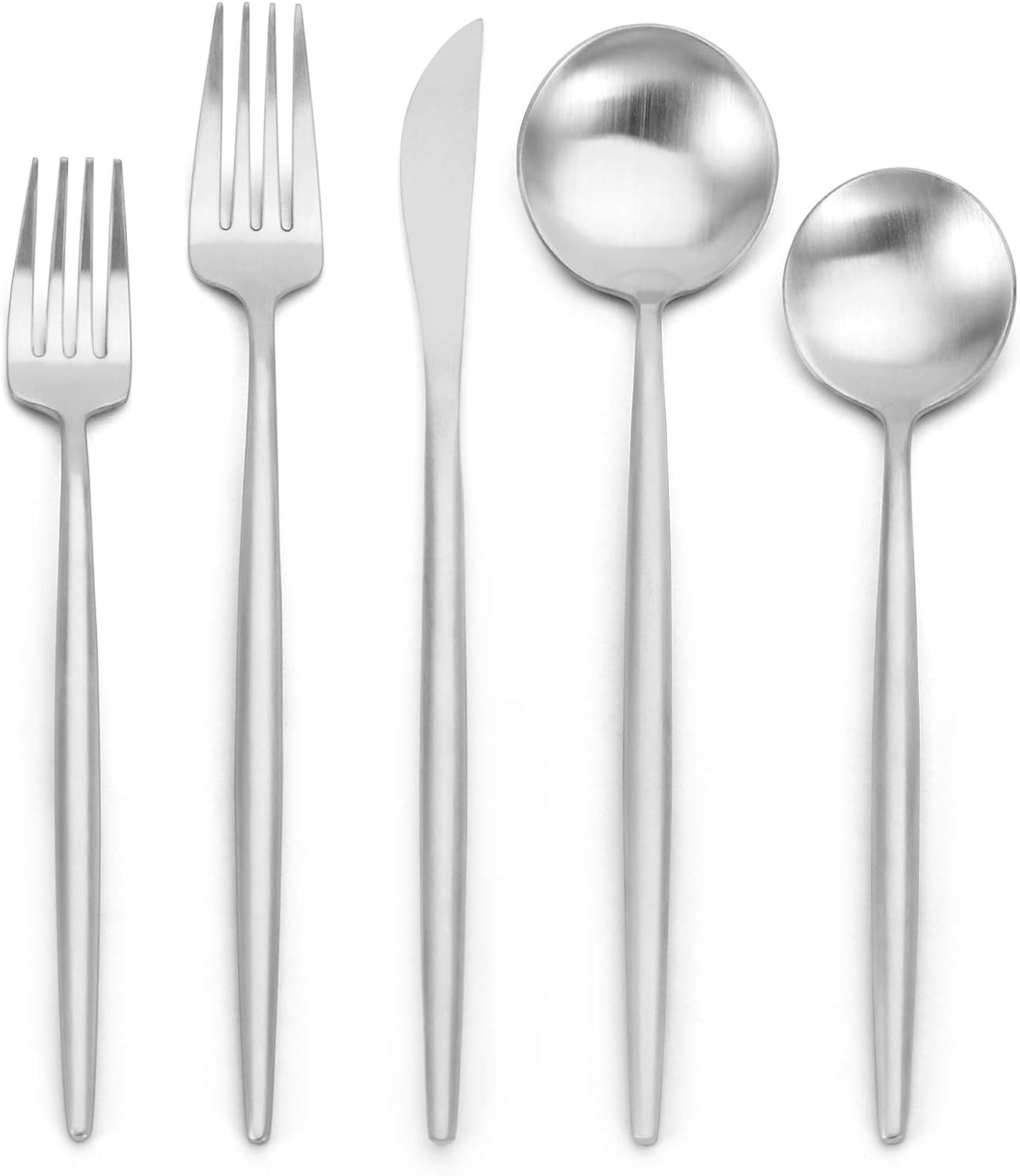 Matte Silverware Set - 20-Piece Stainless Steel Flatware Set
