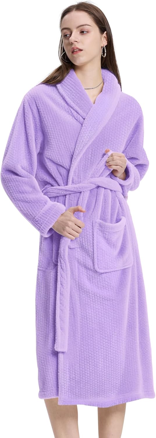 Women's Shawl Collar Bathrobe - Soft Quick Dry Towel Robe