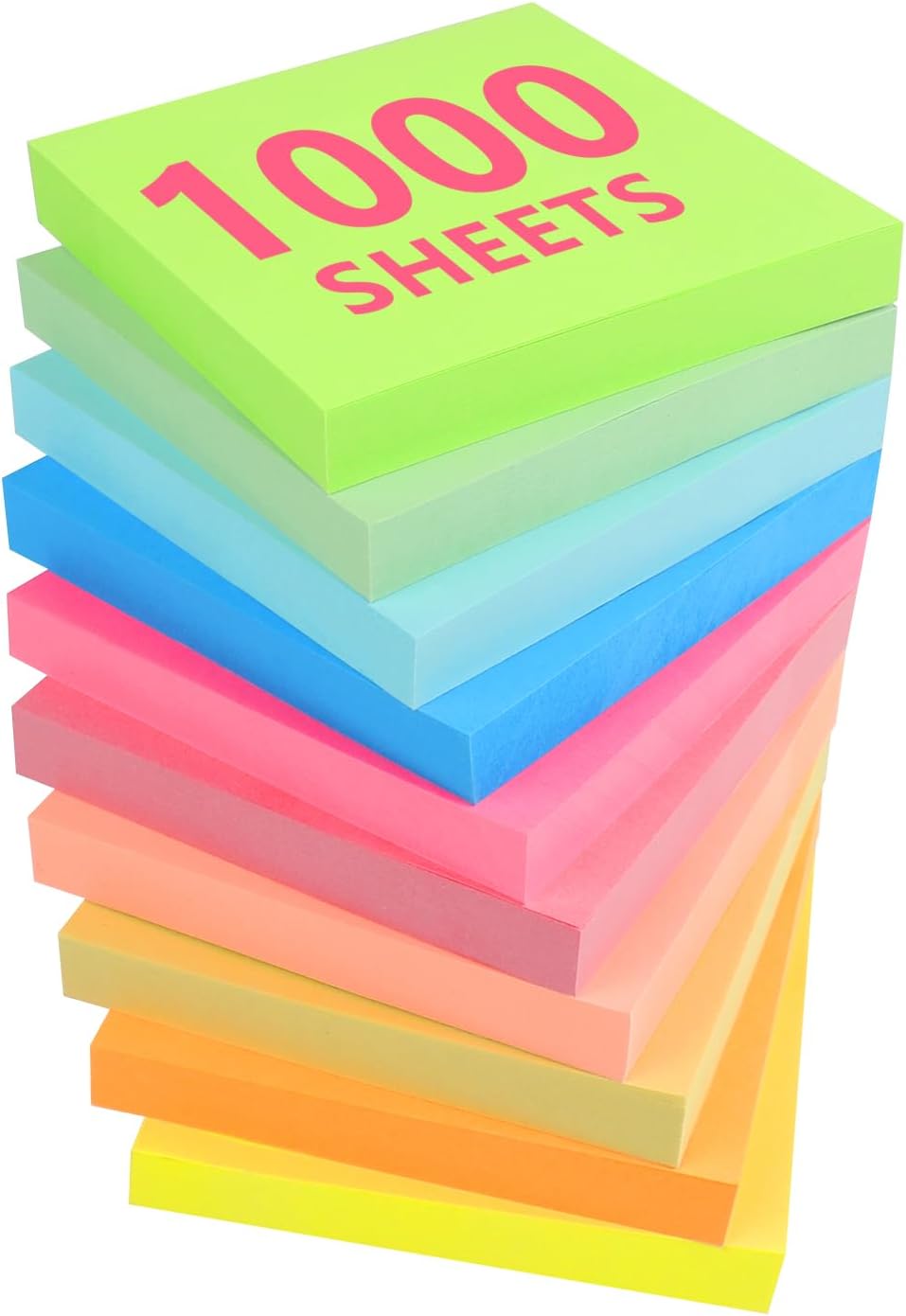 Colorful 3x3 Sticky Notes - 10 Pads, Perfect for Organization