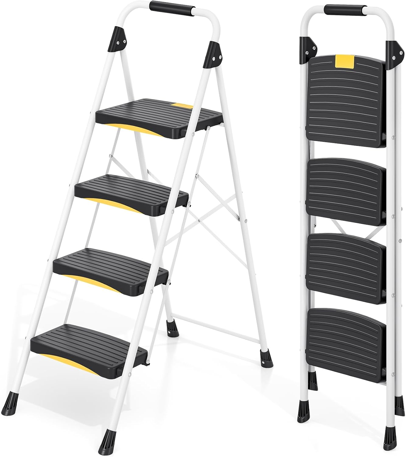 4 Step Ladder with Safety Lock and Anti-Slip Wide Pedals