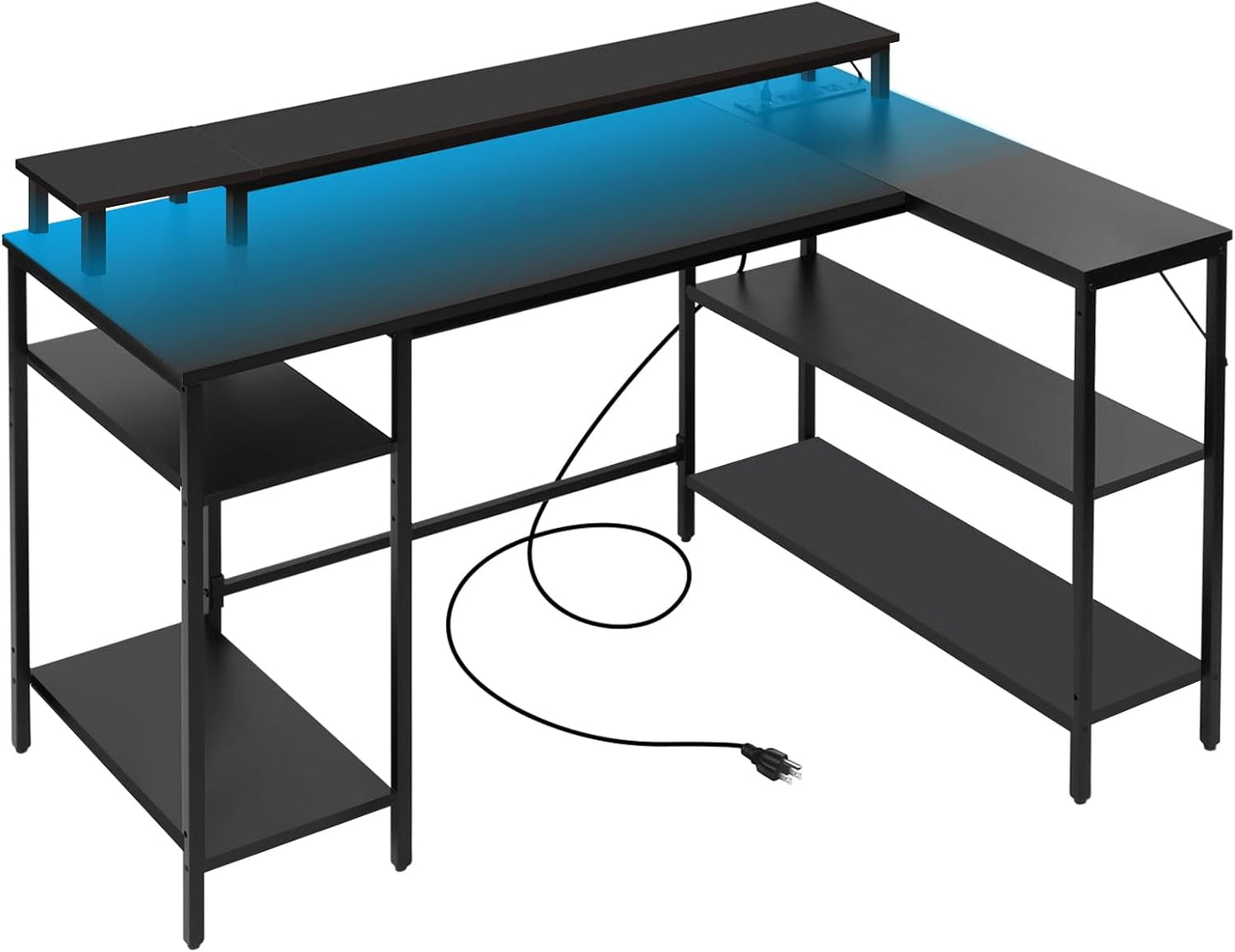 Panana L-Shaped Gaming Desk with LED Lights