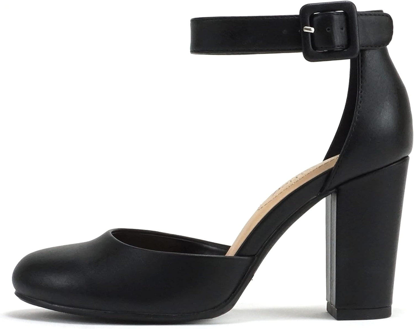 CITYCLASSIFIED Comfort Women's Closed Toe Ankle Strap Block Heel
