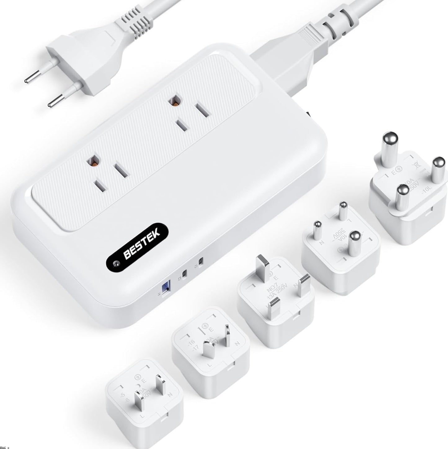 BESTEK 220V to 110V Converter with USB-C for Global Travel
