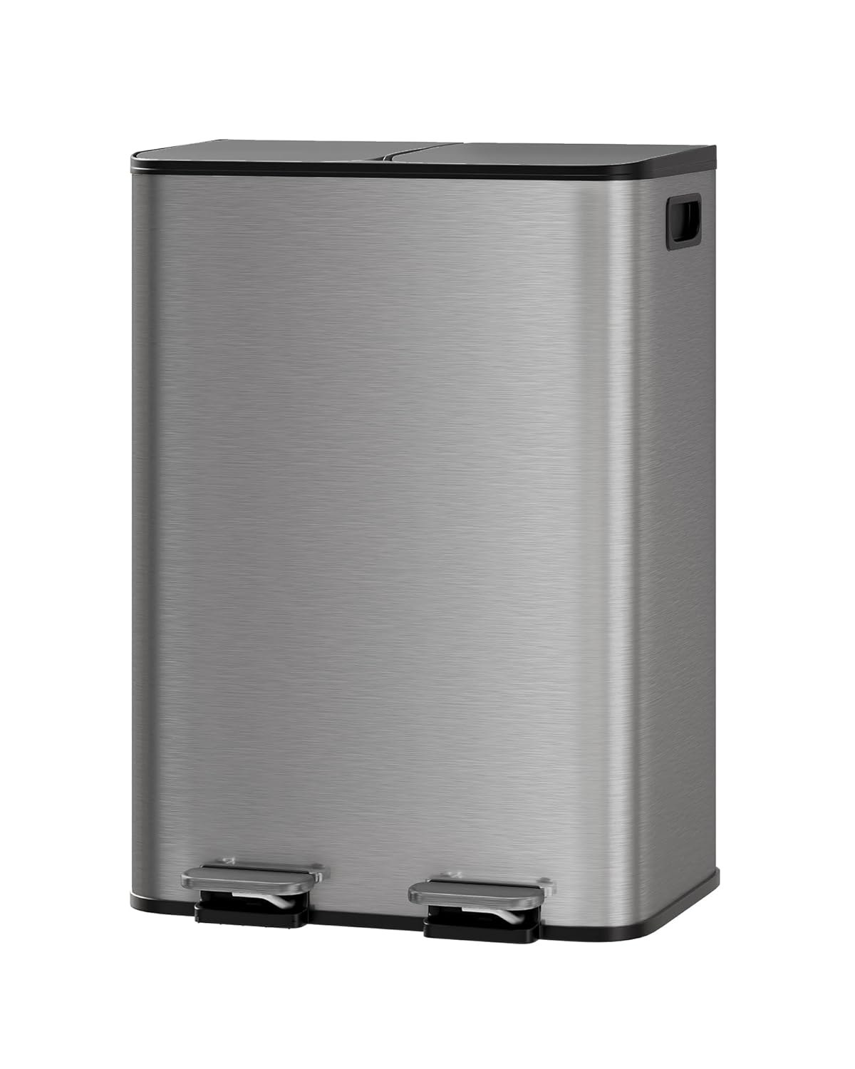 Stainless Steel Double Trash Can with Lid for Kitchen Use